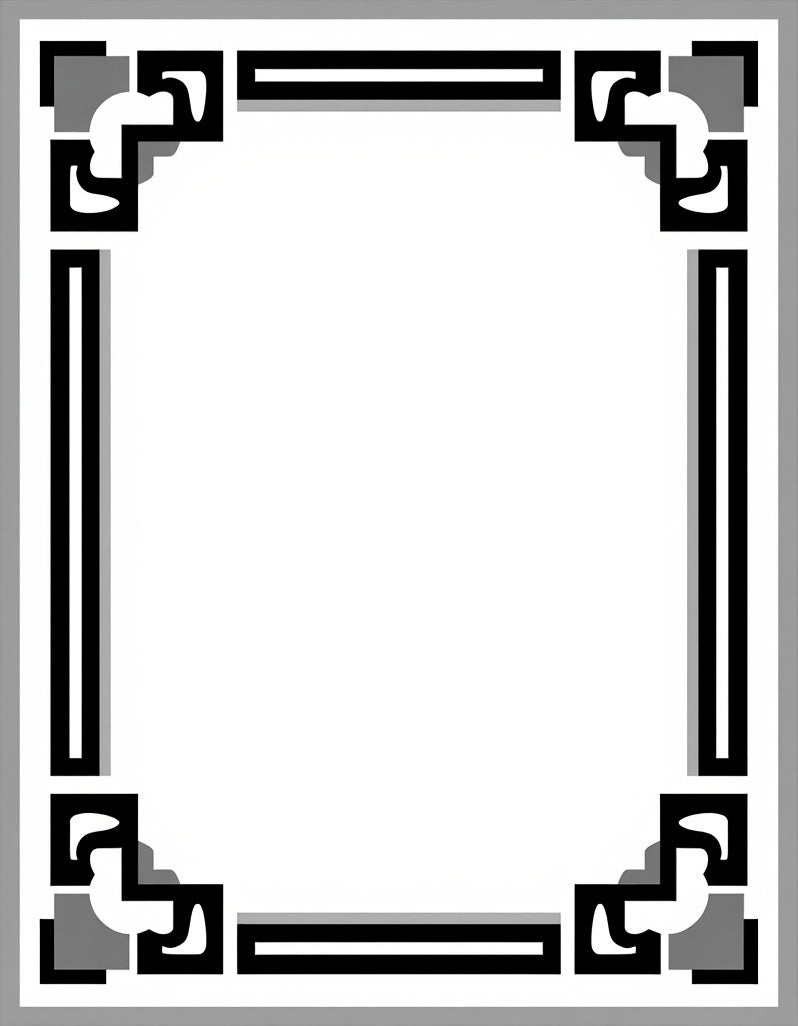 Bold Black White Geometric Framing Rug
