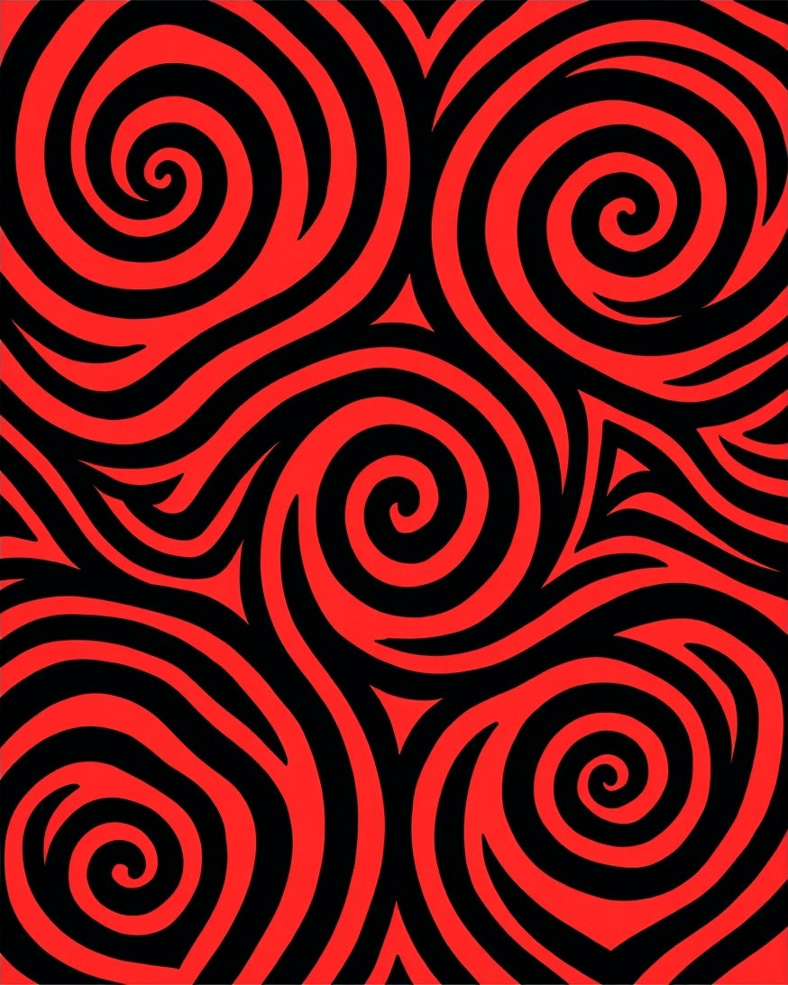 Bold Swirl Red Black Graphic Rug