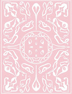Ornate Floral Scrollwork Pink Rug