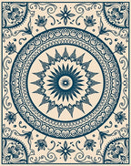 Intricate Floral Sun Mandala Design Rug