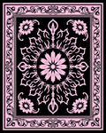 Pink Black Floral Mandala Design Rug