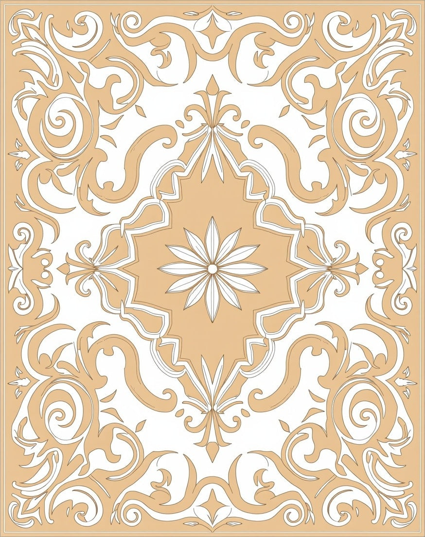 Classic Beige Swirls Medallion Rug