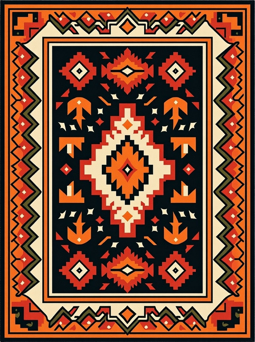 Bold Tribal Geometric Pattern Rug