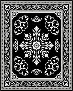 Elegant Black White Floral Pattern Rug