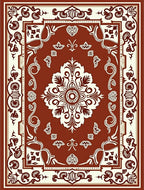 Rich Crimson Floral Inlay Rug