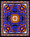 Bold Blue Orange Floral Medallion Rug