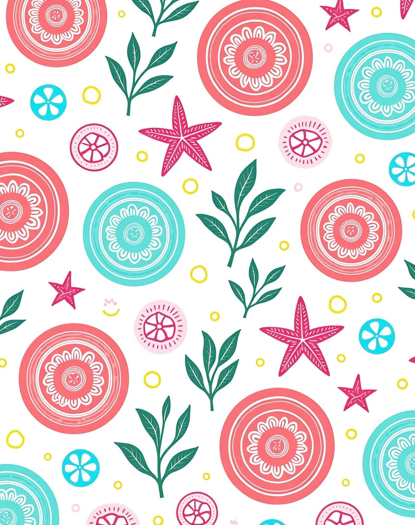 Coastal Floral Starfish Pattern Design Rug