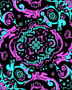 Vibrant Pink Teal Abstract Swirl Pattern Rug