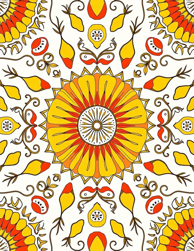 Sunny Floral Mandala Pattern Rug