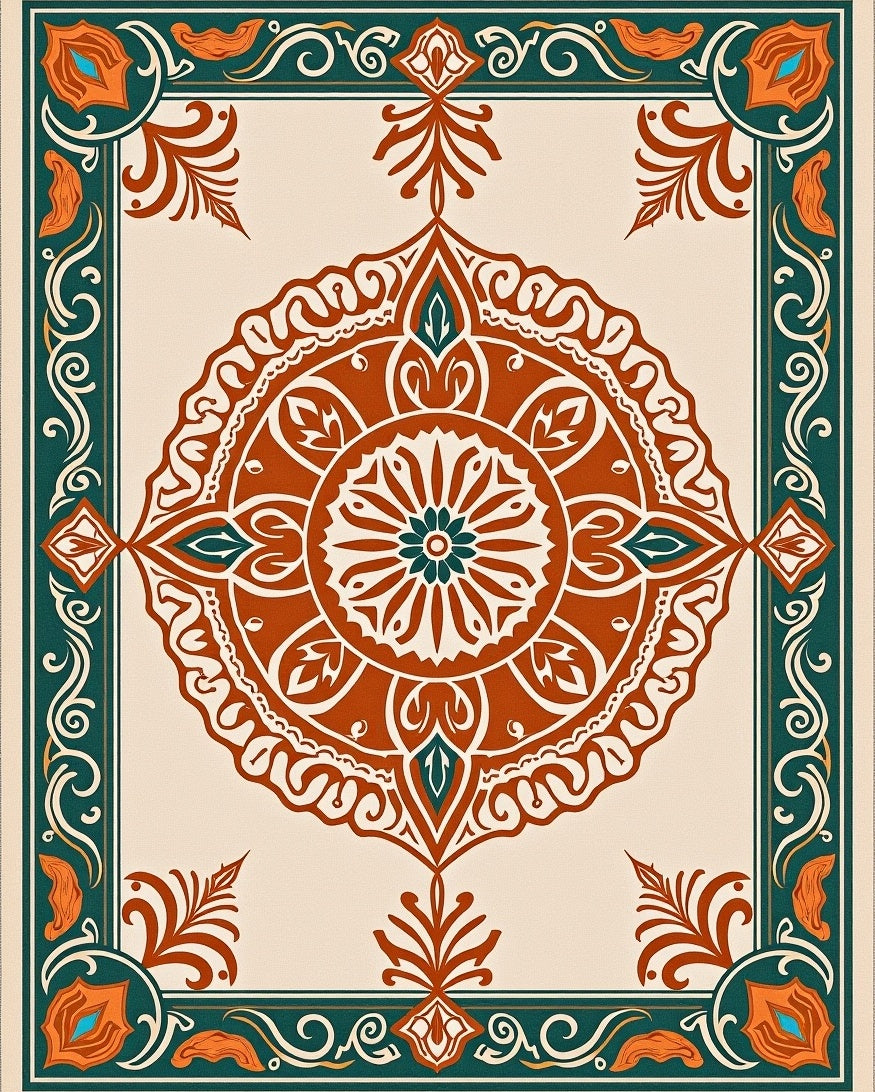 Intricate Floral Medallion Artwork Rug