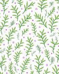 Green Branches With Purple Floral Accents Rug