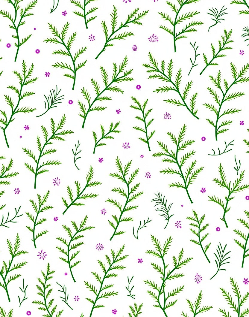 Green Branches With Purple Floral Accents Rug