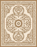 Ornate Sun Scrollwork Pattern Rug