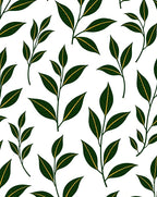 Elegant Dark Green Leaf Pattern Rug