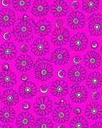 Delicate Pink Flower Swirl Pattern Rug