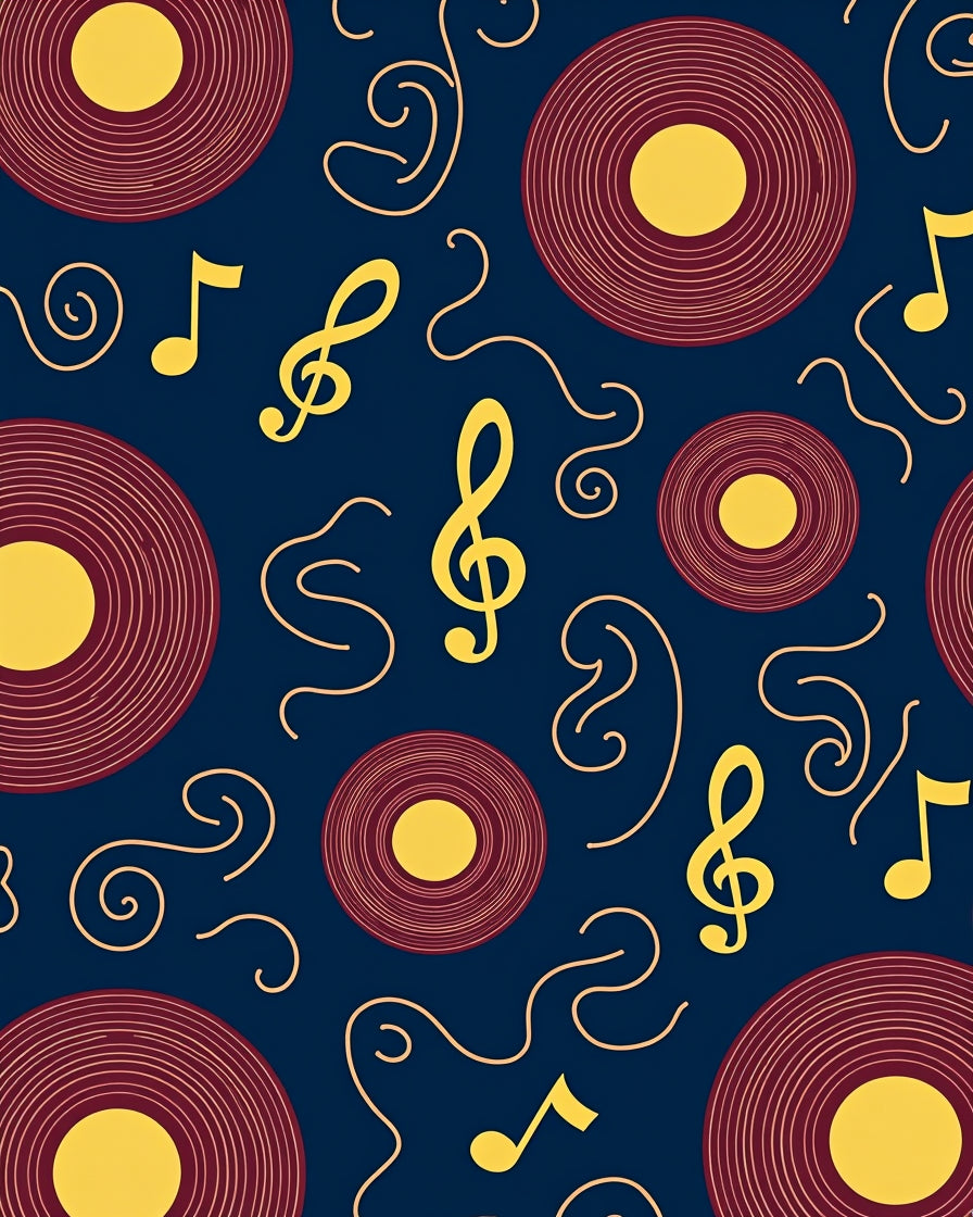 Musical Notes Records Pattern Rug