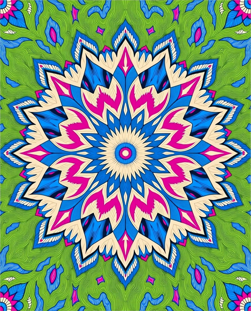 Radial Swirl Floral Pattern Rug