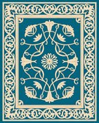 Ornate Floral Scrollwork Design Rug