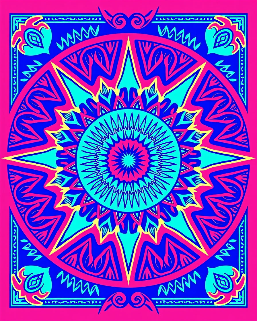 Vibrant Radial Geometric Pattern Rug