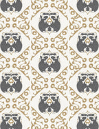 Ornate Gray Gold Geometric Design Rug