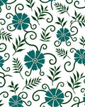 Teal Floral Vine Swirl Pattern Rug