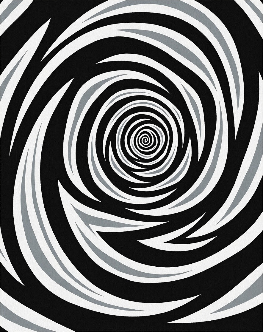 Abstract Black White Swirl Pattern Rug