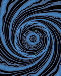 Black Blue Swirling Line Pattern Rug