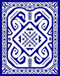 Bold Blue Geometric Floral Pattern Rug