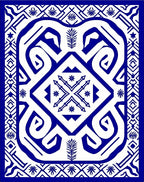 Bold Blue Geometric Floral Pattern Rug