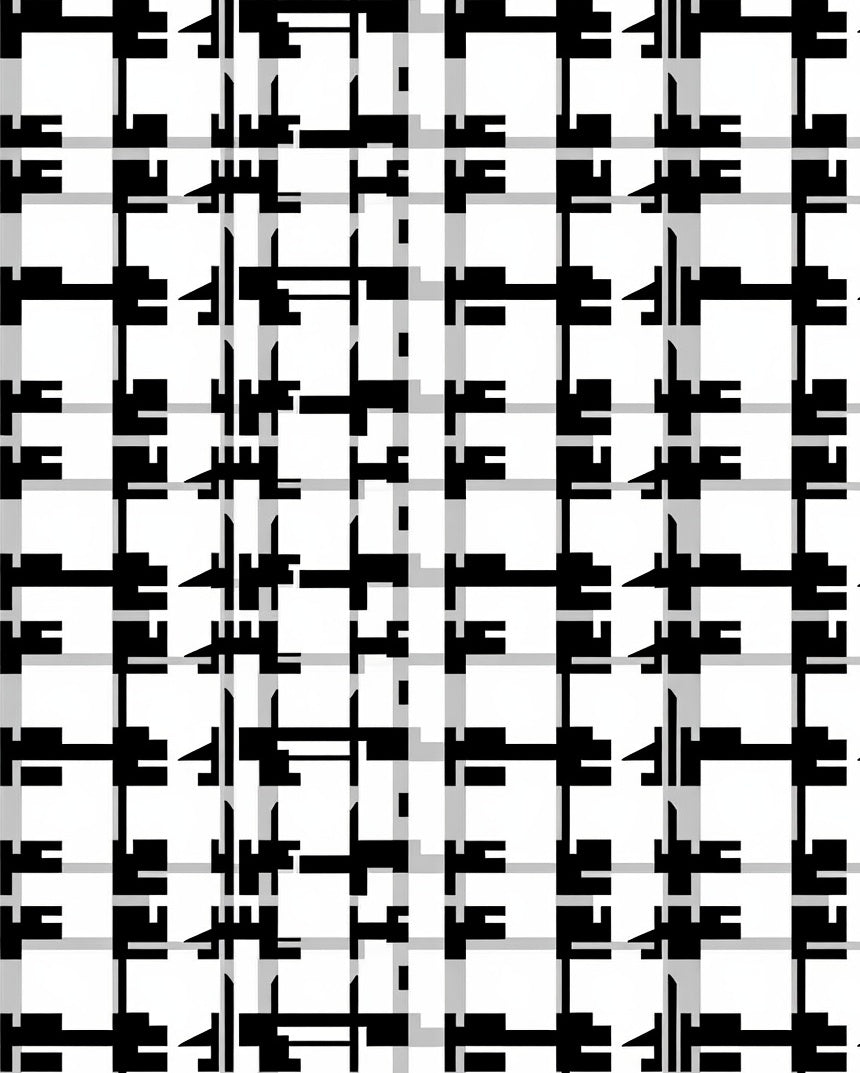 Abstract Black White Geometric Plaid Rug