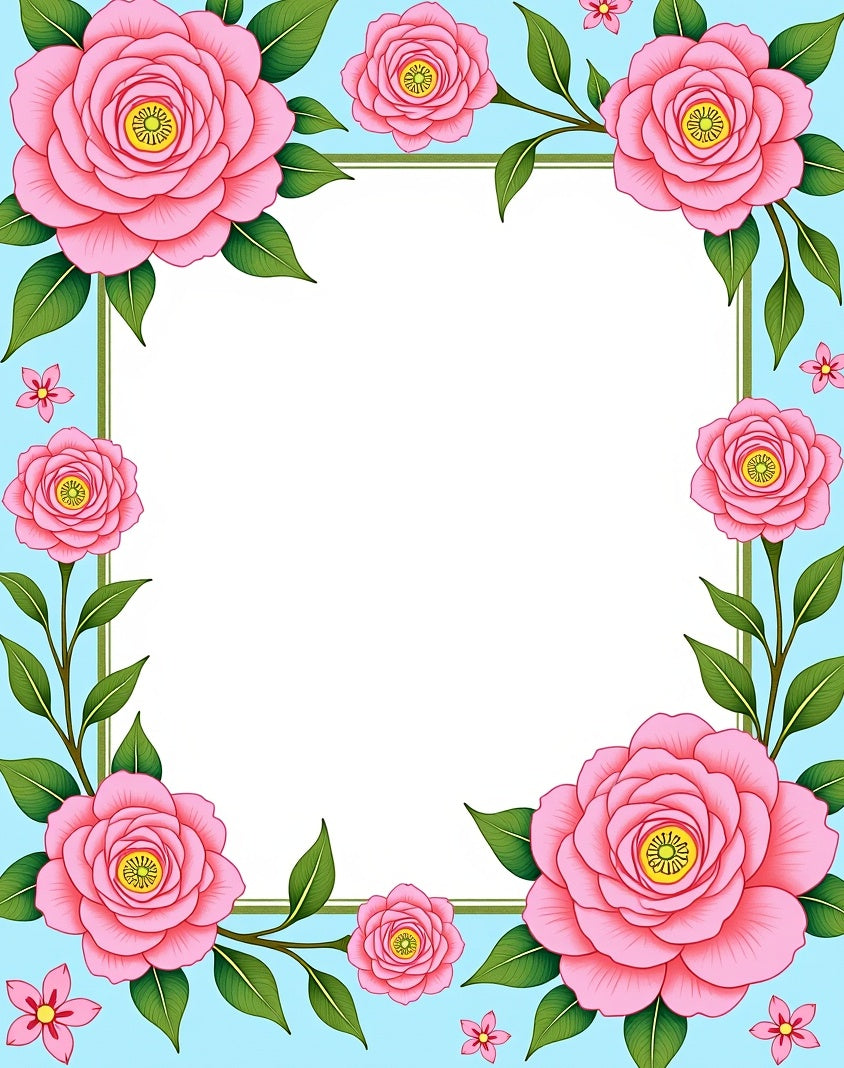 Pink Floral Border Design Rug