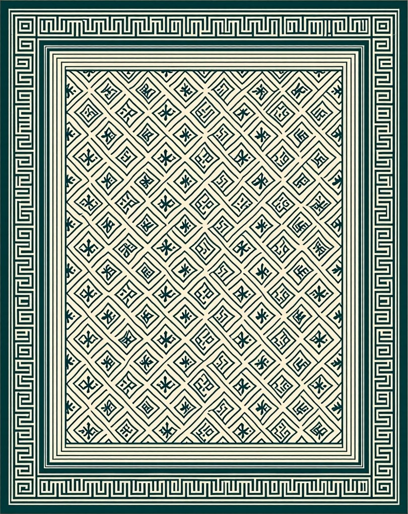 Classic Diamond Lattice Border Design Rug