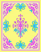 Ornate Yellow Floral Pattern Rug