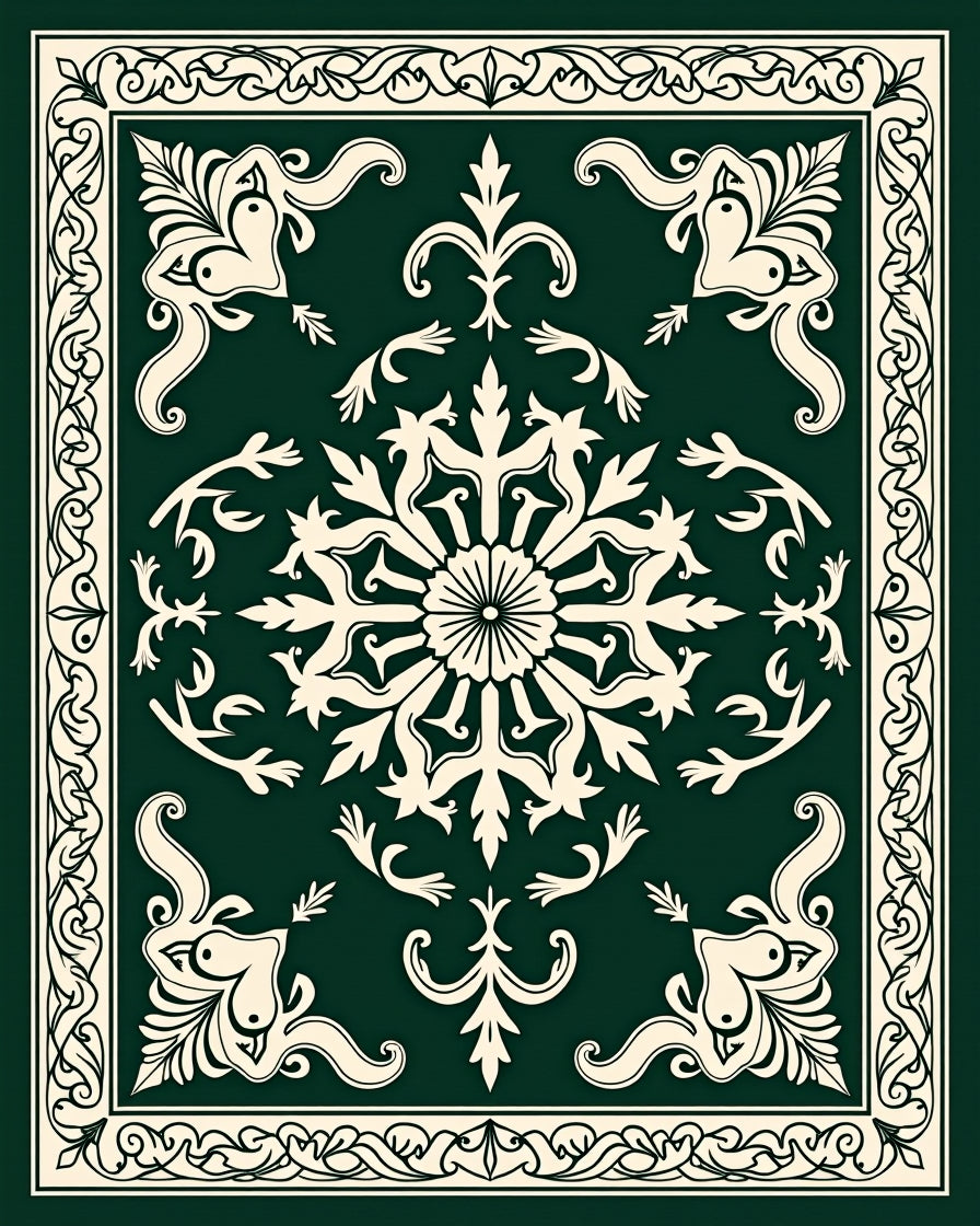 Elegant Floral Scrollwork Decorative Rug