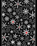 Black White Red Snowflake Swirls Rug