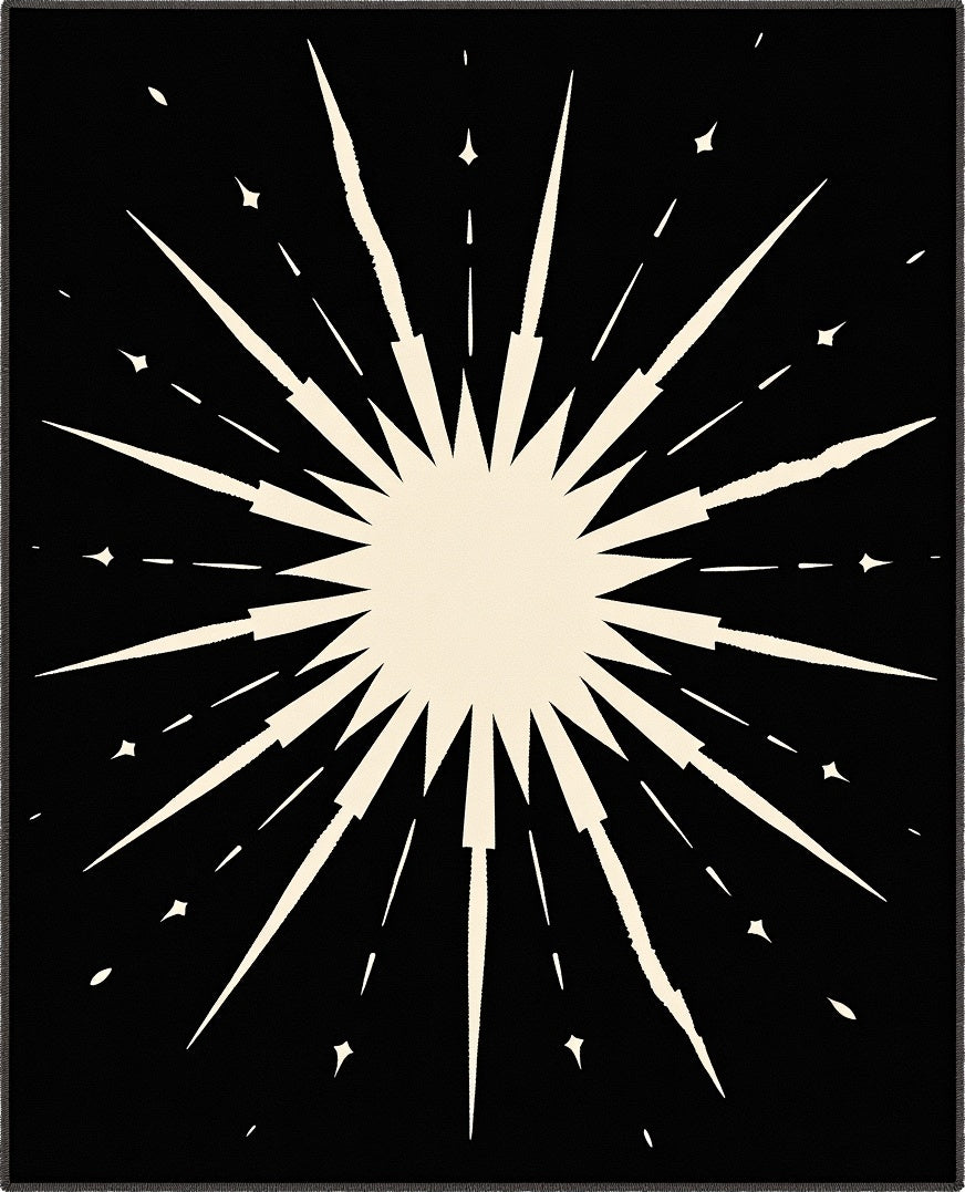 Bold Starburst Patterned Black Rug