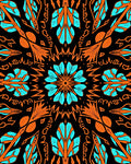 Bold Orange Aqua Mandala Pattern Rug
