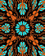 Bold Orange Aqua Mandala Pattern Rug
