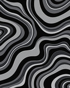 Monochrome Abstract Wave Pattern Rug