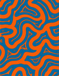 Orange and Blue Abstract Wavy Pattern Rug
