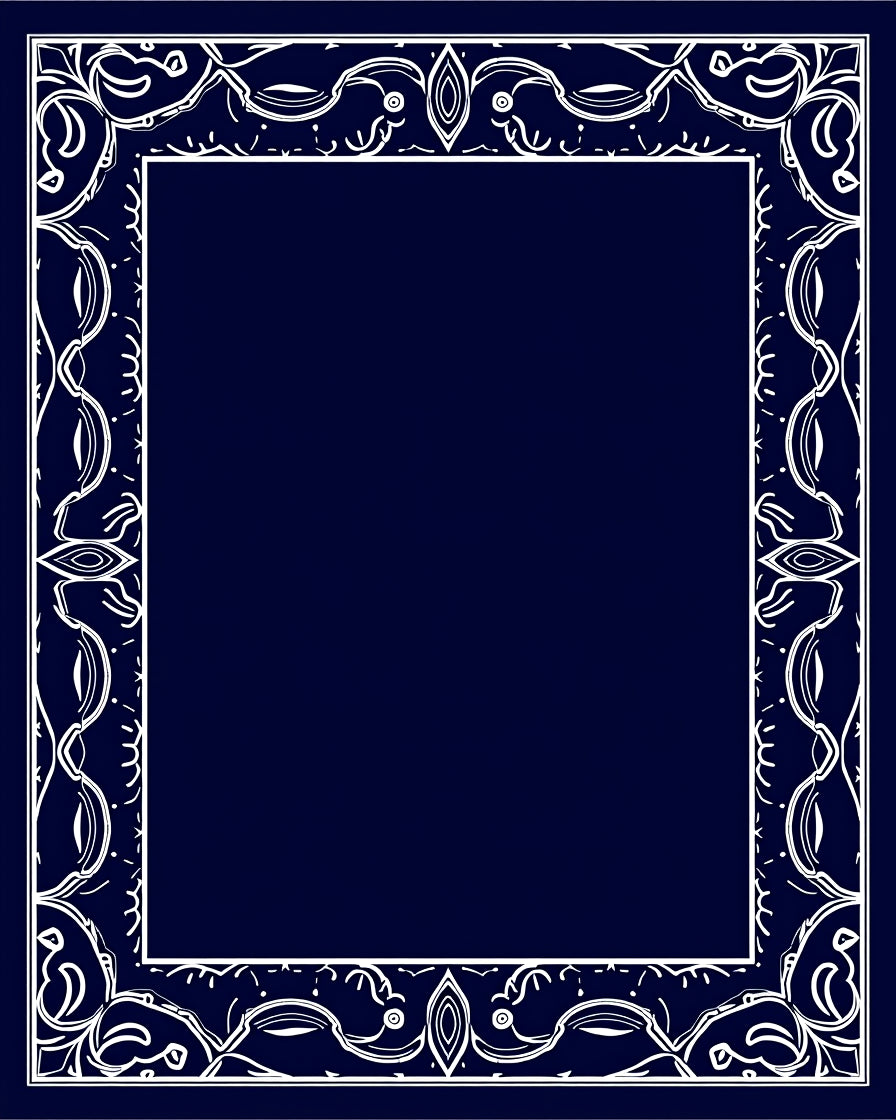 Elegant White Scroll Border Design Rug