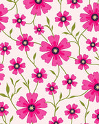 Vibrant Pink Floral Vine Pattern Rug