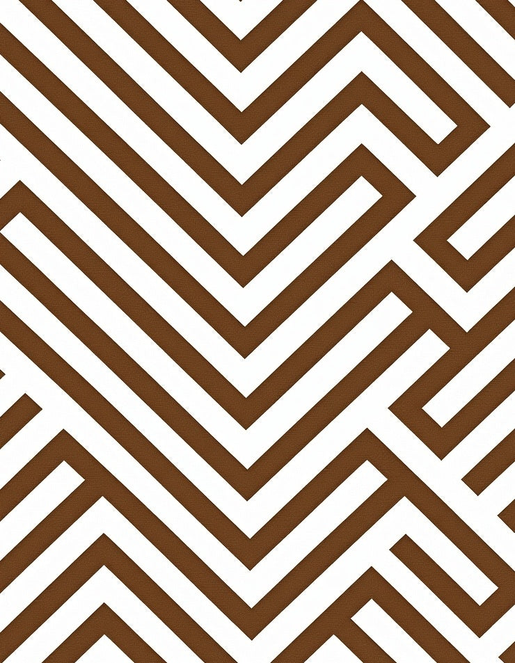 Brown White Geometric Maze Pattern Rug