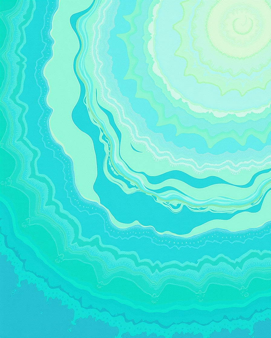 Abstract Aqua Swirl Pattern Rug