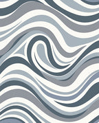 Abstract Blue Grey Wave Pattern Rug
