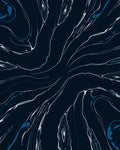 Dark Blue Swirl Organic Abstraction Rug