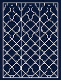 Intricate Indigo Lattice Geometric Design Rug