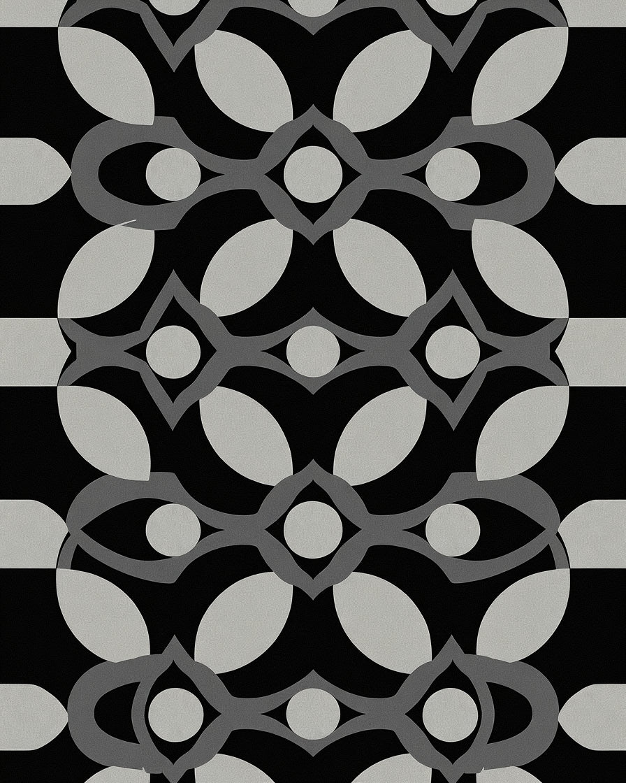 Abstract Geometric Black and Grey Design Rug