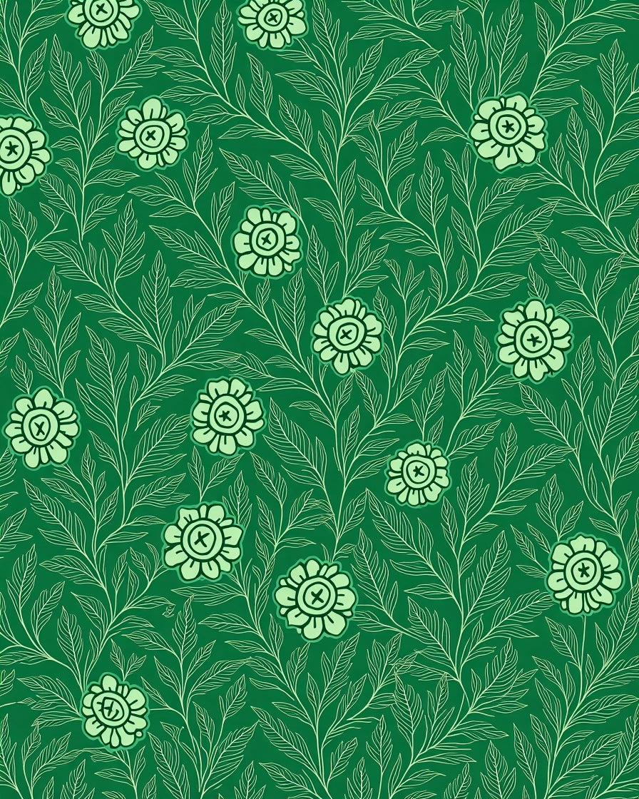 Verdant Floral Vine Pattern Rug