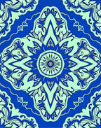 Royal Blue Floral Mandala Pattern Rug